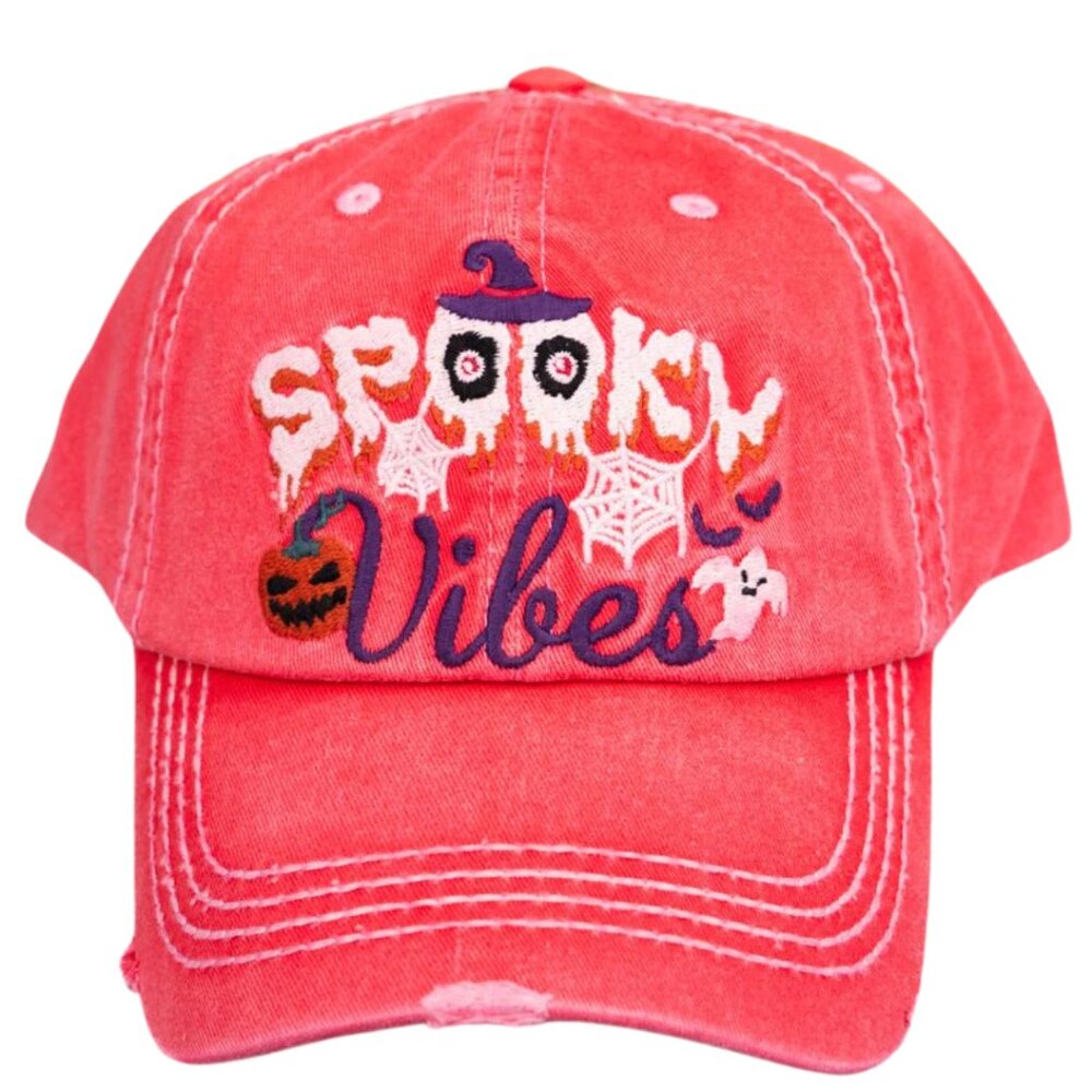 KBETHOS Spooky Vibes Pink Distressed Halloween Themed‎ Baseball Cap Hat NWT